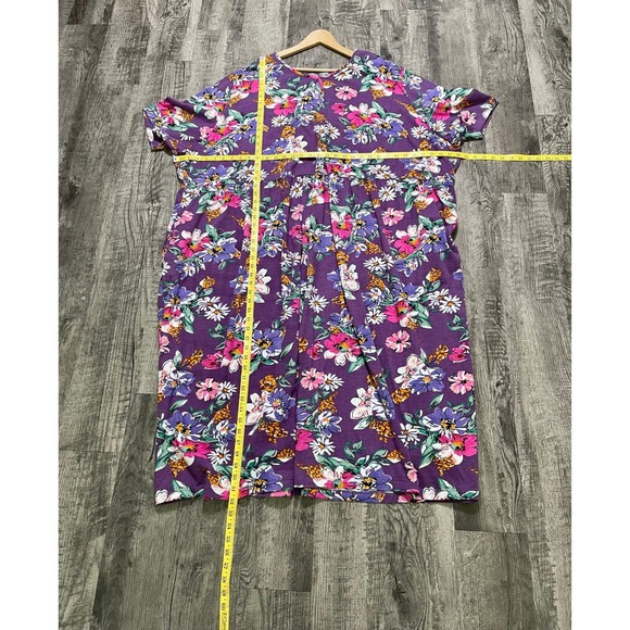 Ulla Popken Womens Purple Floral Cotton Dress Size 36/38 Lounge Boho Casual - Picture 8 of 8